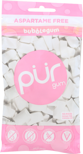 PUR Gum Bubblegum Flavor Chewing Gum Bag 55 ct Pur Gum